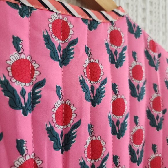 Amazon Cropped Floral Quilted Puffer Vest Printed Padded Gilet Outwear Small - Picture 13 of 13